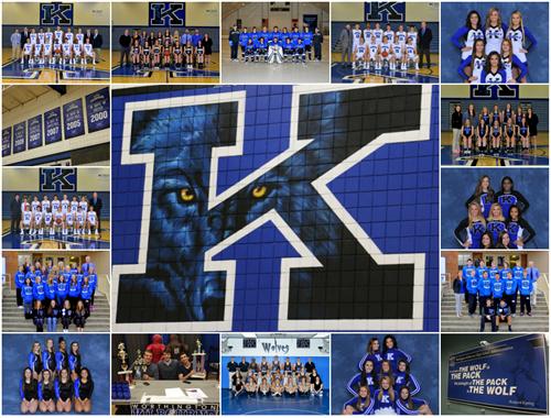 Collage of team photos from WKHS winter sports 